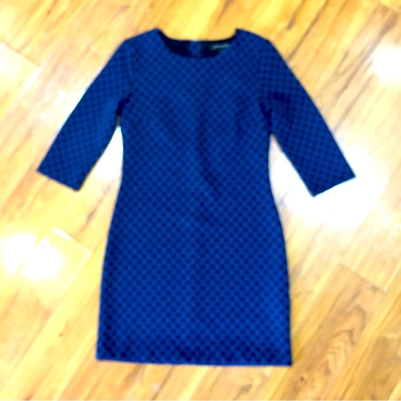 Banana Republic navy blue herringbone diamond pattern cotton mini dress - Picture 8 of 9